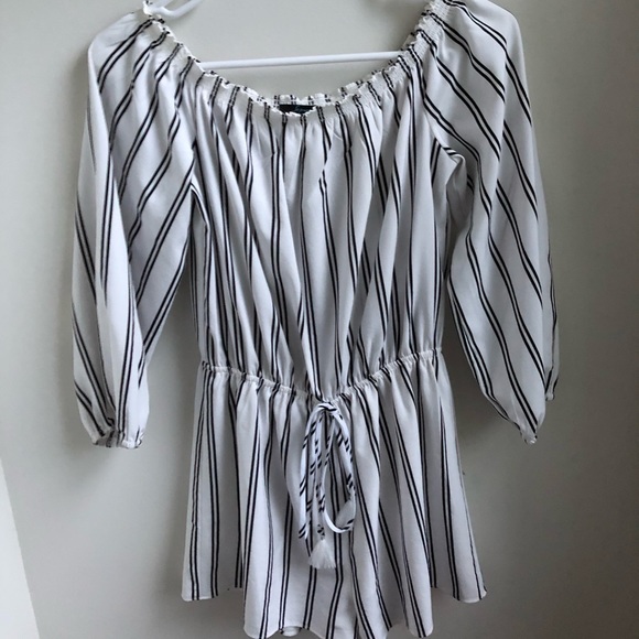 Soprano Striped off the shoulder romper - Picture 2 of 4